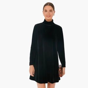 Tuckernuck Pomander Place Black Velvet Mock Neck Swing Dress